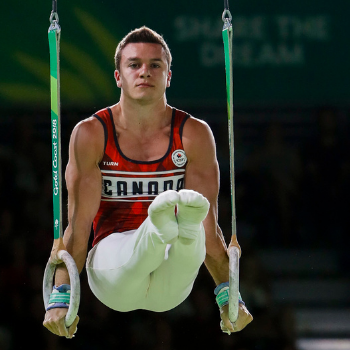 Le gymnaste polyvalent René Cournoyer espère suivre les traces de son mentor Kyle Shewfelt jusqu’au podium
